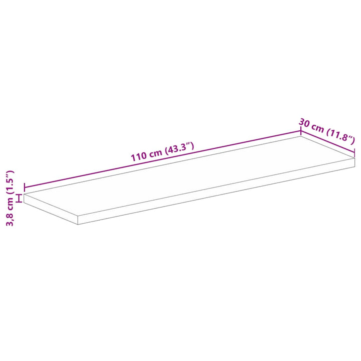 Tafelblad rechthoekig 110x30x3,8 cm massief gerecycled hout