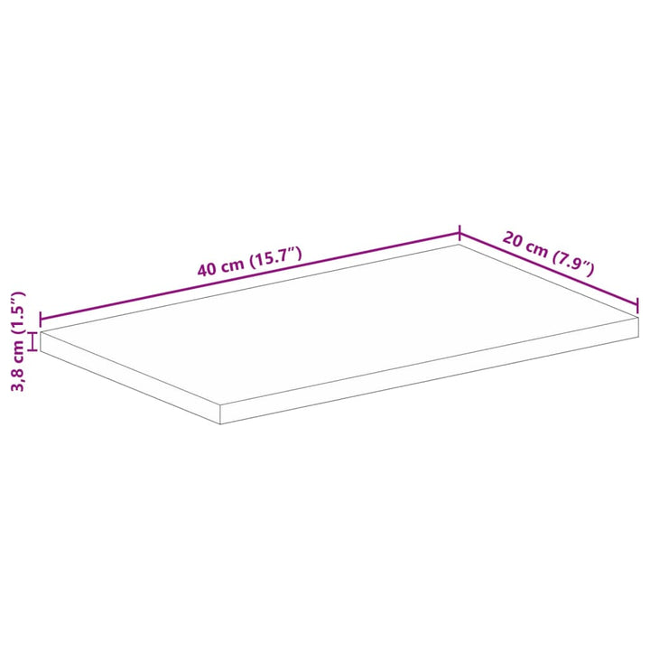 Tafelblad rechthoekig 40x20x3,8 cm massief ruw mangohout