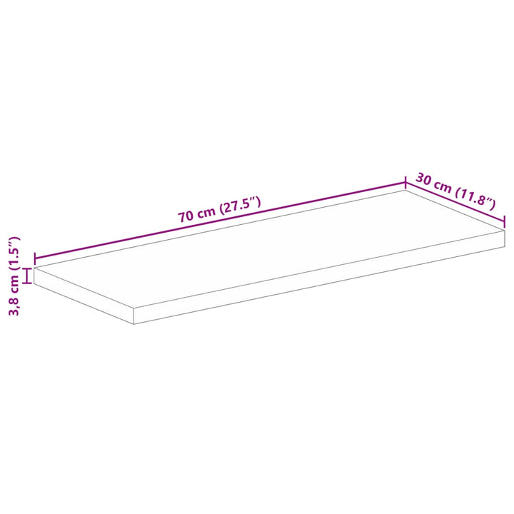 Tafelblad rechthoekig 70x30x3,8 cm massief mangohout