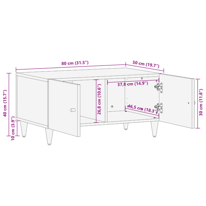 Salontafel 80x50x40 cm massief mangohout