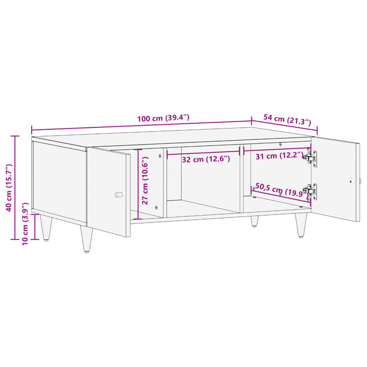 Salontafel 100x54x40 cm massief mangohout