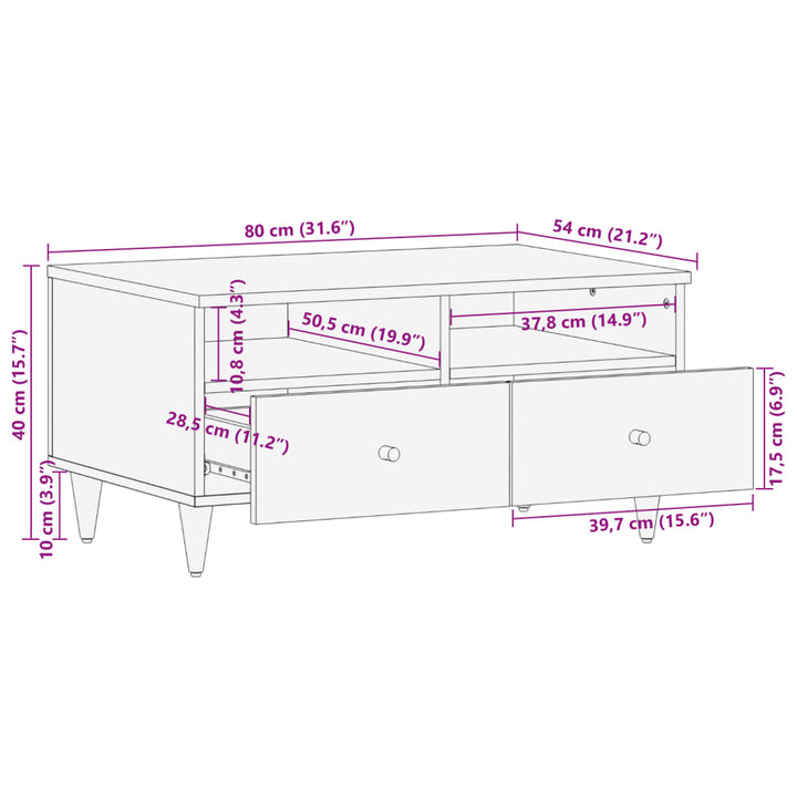 Salontafel 80x54x40 cm massief mangohout