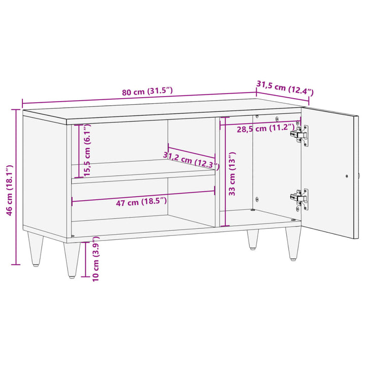 Tv-meubel 80x31x46 cm massief mangohout