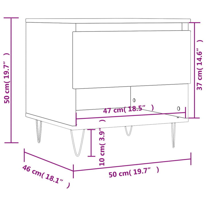 Salontafel 50x46x50 cm bewerkt hout wit