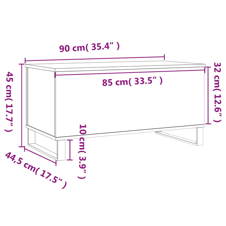 Salontafel 90x44,5x45 cm bewerkt hout betongrijs