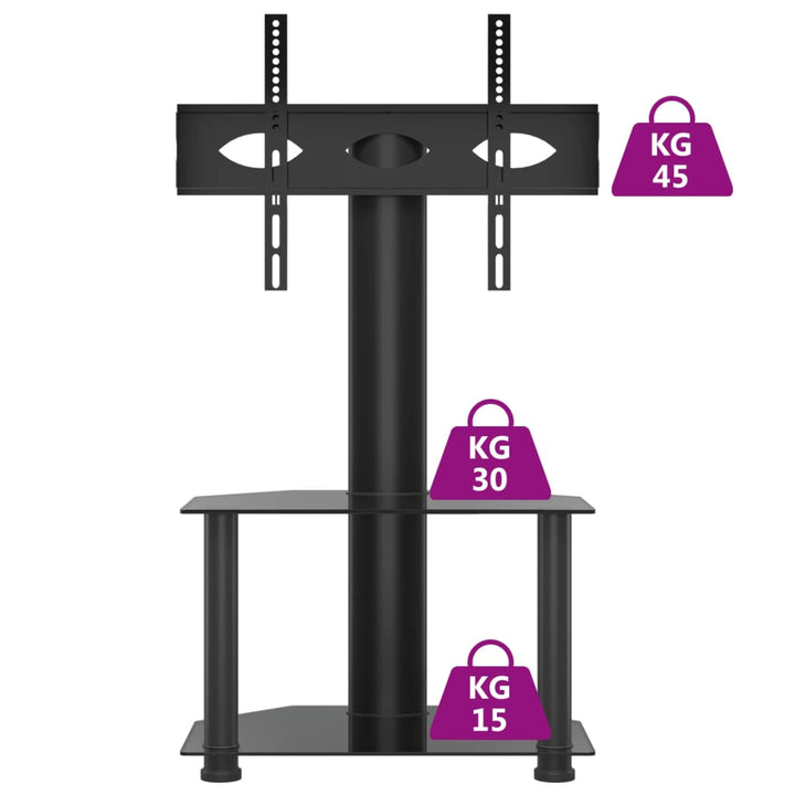 Tv-standaard hoek 2-laags voor 32-70 inch zwart