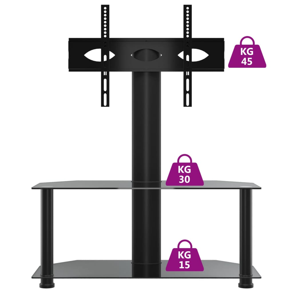 Tv-standaard hoek 2-laags voor 32-70 inch zwart