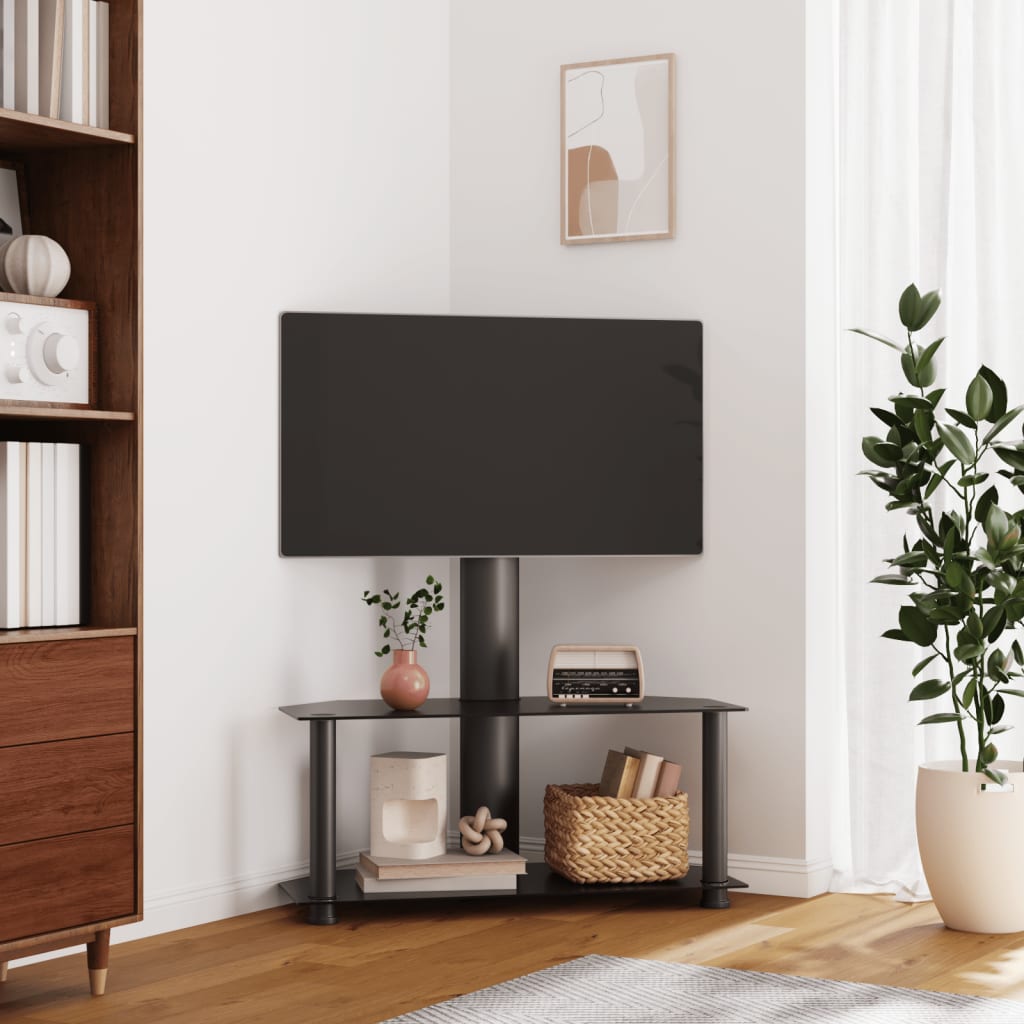 Tv-standaard hoek 2-laags voor 32-70 inch zwart