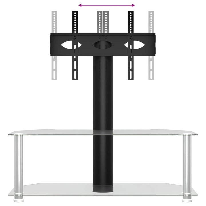 Tv-standaard hoek 2-laags voor 32-70 inch zwart en zilverkleur