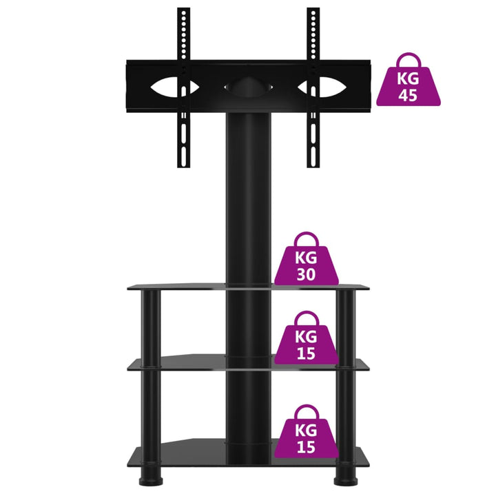 Tv-standaard hoek 3-laags voor 32-70 inch zwart