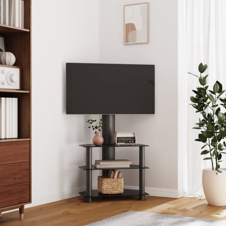 Tv-standaard hoek 3-laags voor 32-70 inch zwart