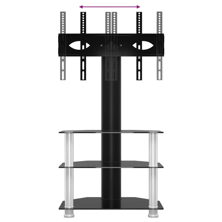 Tv-standaard hoek 3-laags voor 32-70 inch zwart en zilverkleur