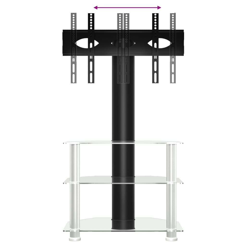 Tv-standaard hoek 3-laags voor 32-70 inch zwart en zilverkleur