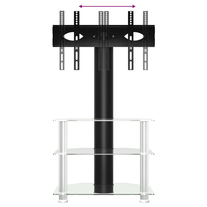 Tv-standaard hoek 3-laags voor 32-70 inch zwart en zilverkleur