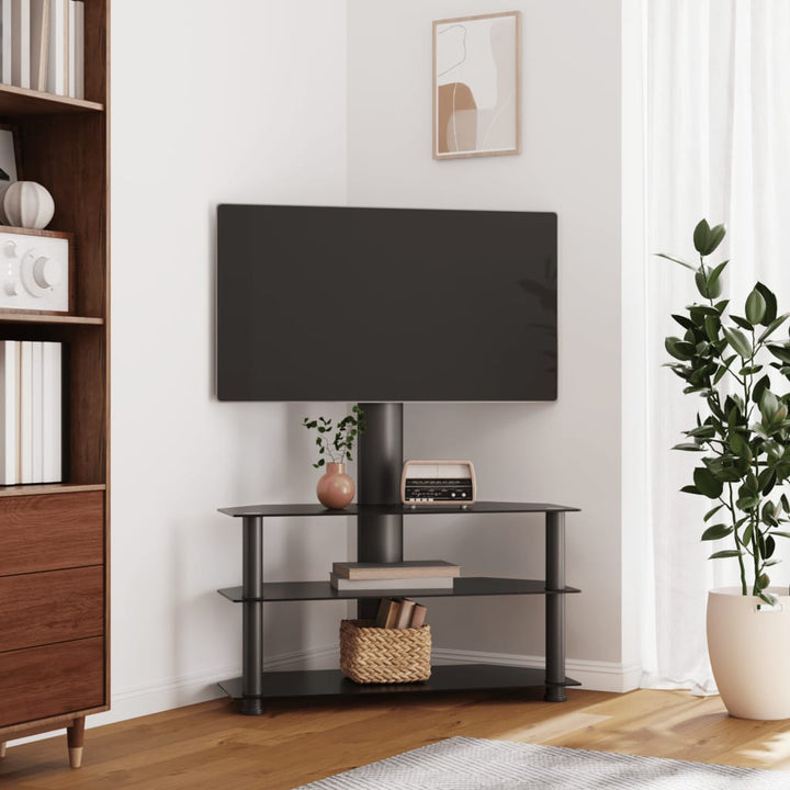 Tv-standaard hoek 3-laags voor 32-70 inch zwart