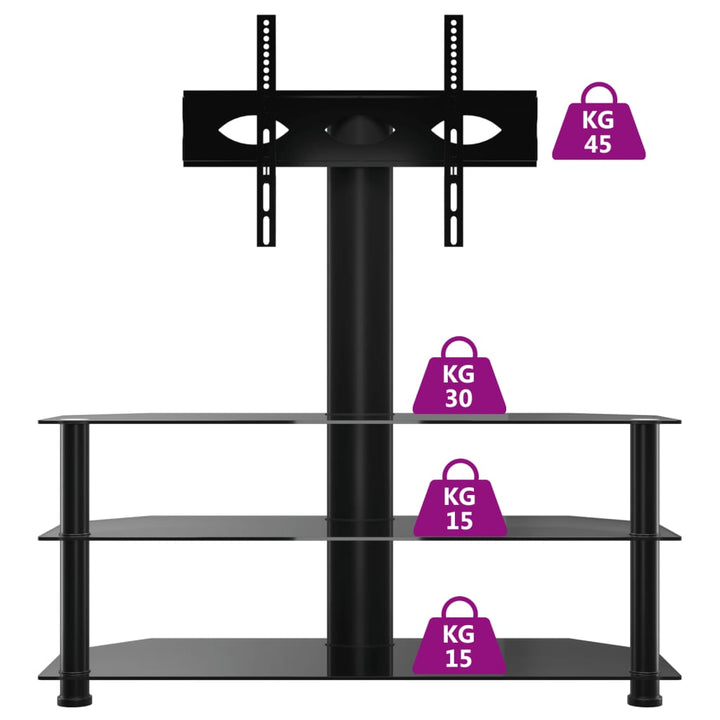 Tv-standaard hoek 3-laags voor 32-70 inch zwart