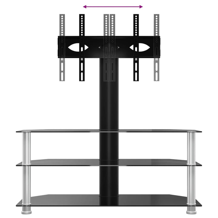 Tv-standaard hoek 3-laags voor 32-70 inch zwart en zilverkleur