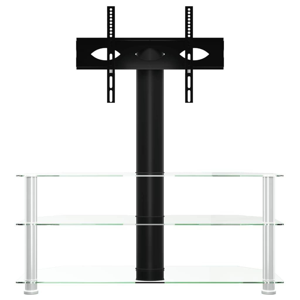 Tv-standaard hoek 3-laags voor 32-70 inch zwart en zilverkleur