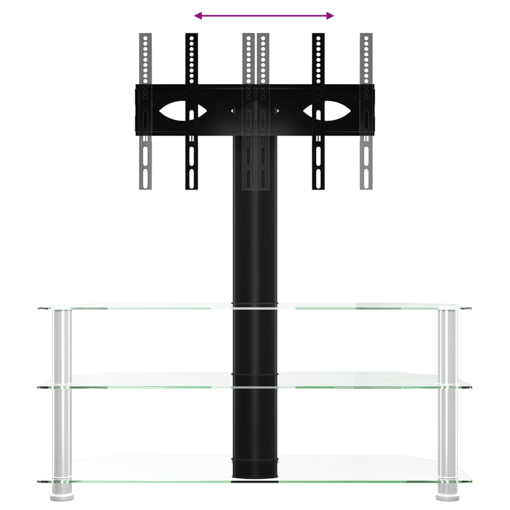 Tv-standaard hoek 3-laags voor 32-70 inch zwart en zilverkleur