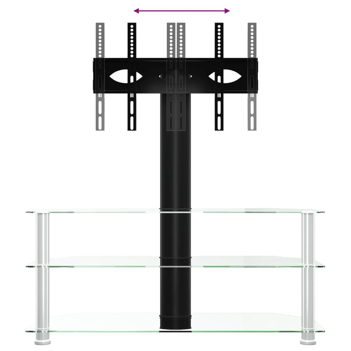 Tv-standaard hoek 3-laags voor 32-70 inch zwart en zilverkleur