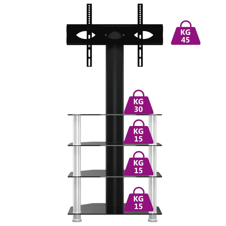 Tv-standaard hoek 4-laags voor 32-70 inch zwart en zilverkleur