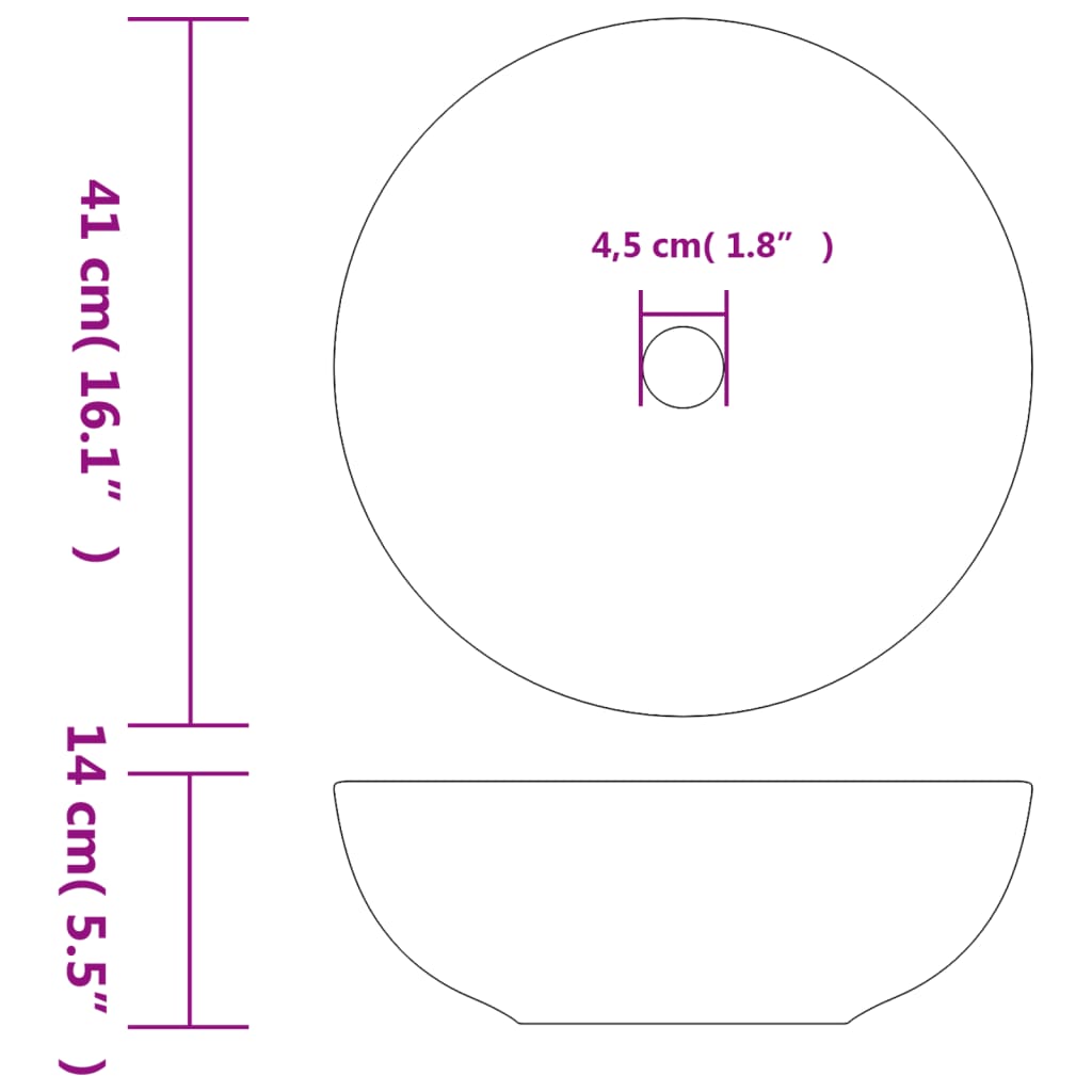 Opzetwasbak rond Diameter41x14 cm keramiek wit en blauw