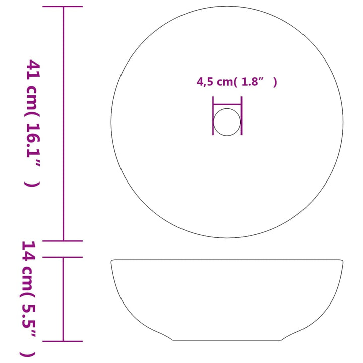 Opzetwasbak rond Diameter41x14 cm keramiek grijs