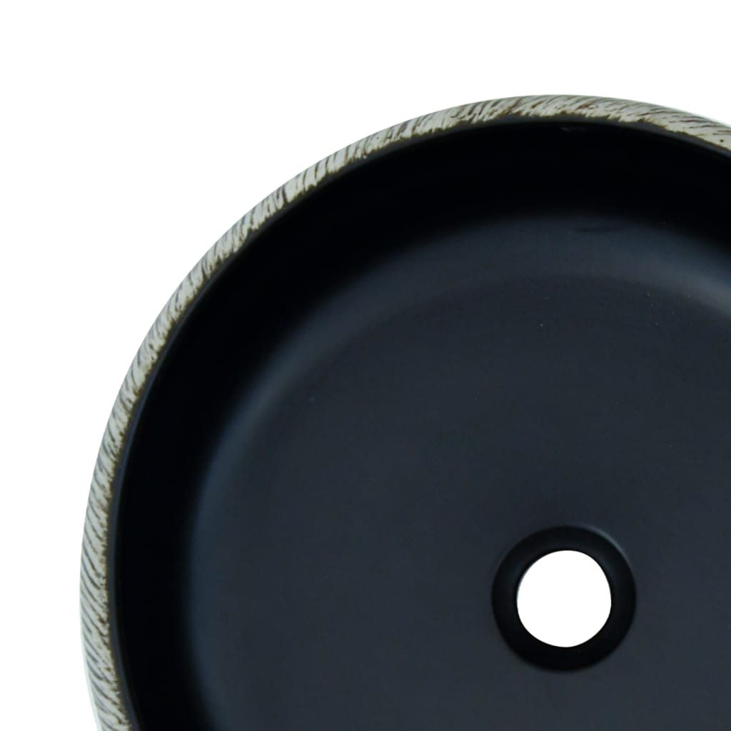 Opzetwasbak rond Diameter41x14 cm keramiek zwart en grijs