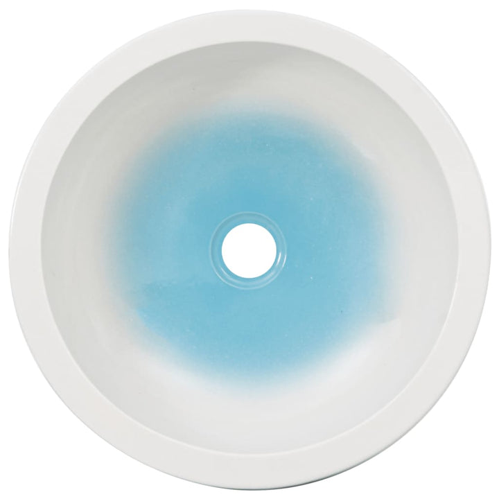 Opzetwasbak rond Diameter41x14 cm keramiek wit en blauw