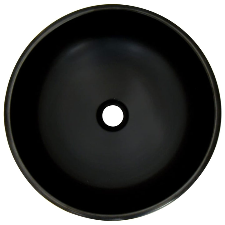 Opzetwasbak rond Diameter41x14 cm keramiek zwart en blauw