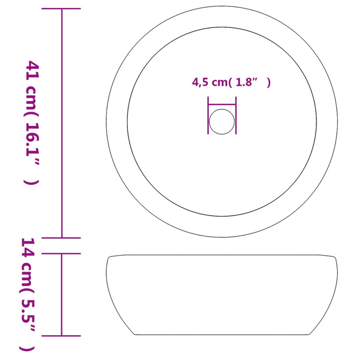 Opzetwasbak rond Diameter41x14 cm keramiek grijs