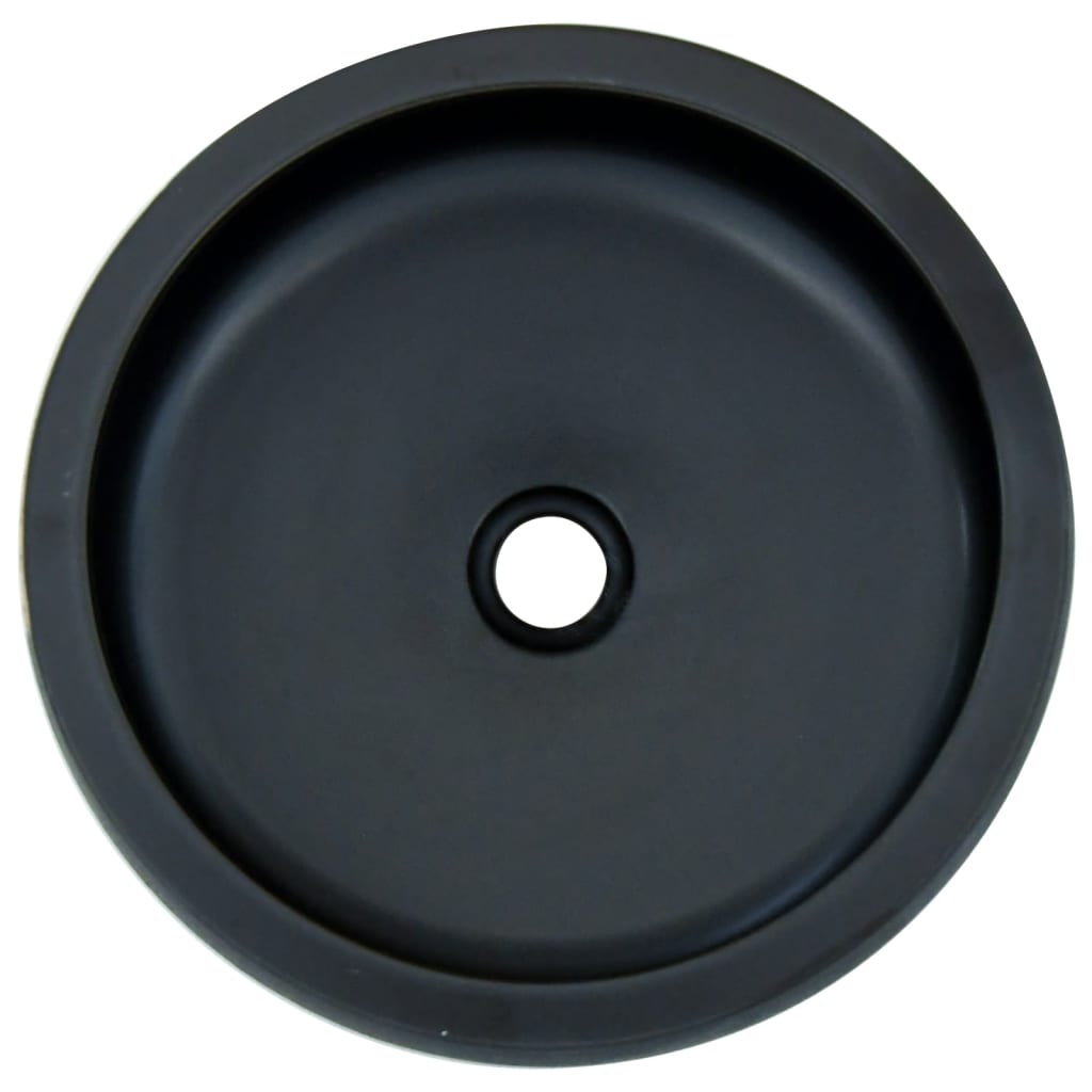 Opzetwasbak rond Diameter41x14 cm keramiek zwart en blauw