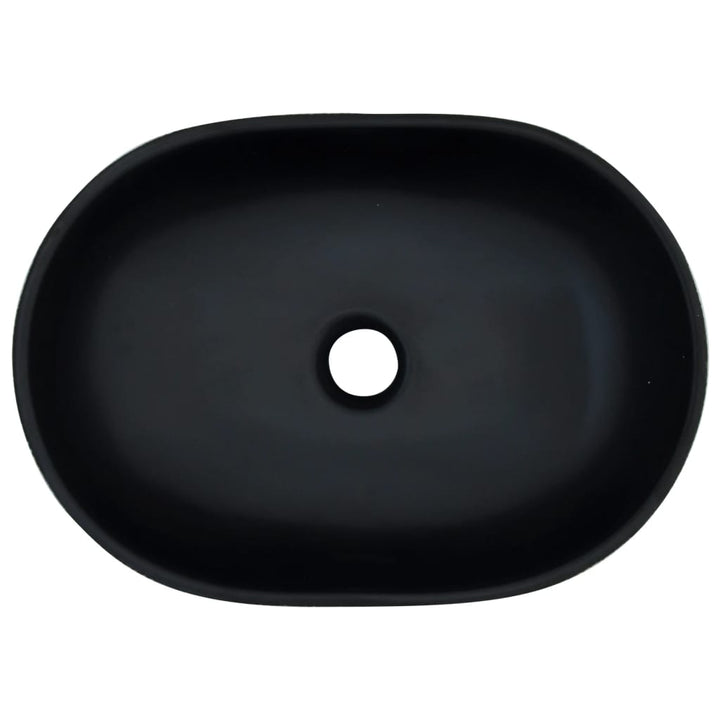 Opzetwasbak ovaal 47x33x13 cm keramiek zwart en grijs