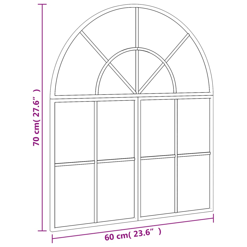 Wandspiegel boog 60x70 cm ijzer zwart