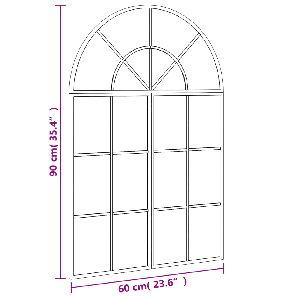 Wandspiegel boog 60x90 cm ijzer zwart