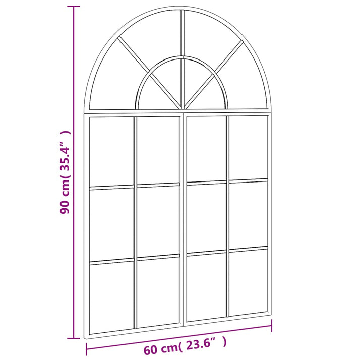 Wandspiegel boog 60x90 cm ijzer zwart