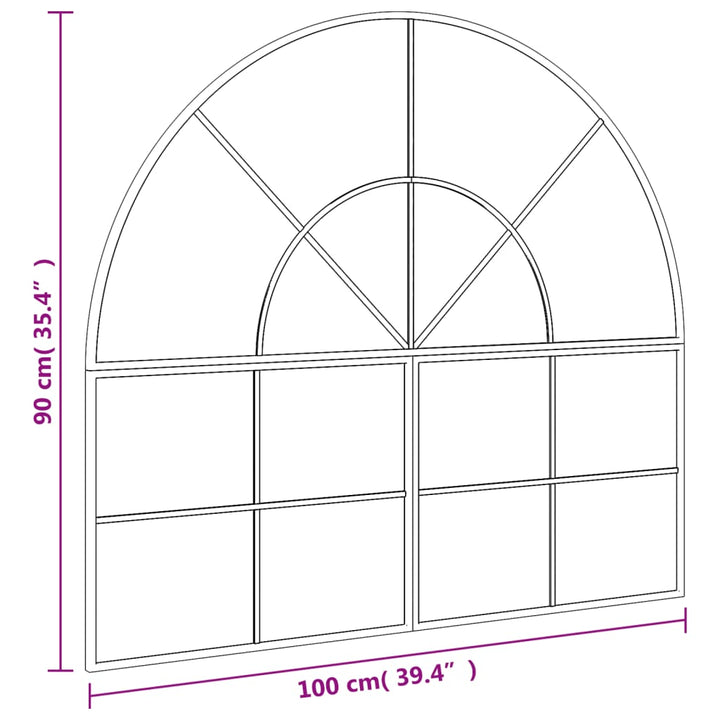 Wandspiegel boog 100x90 cm ijzer zwart