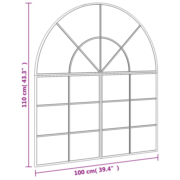 Wandspiegel boog 100x110 cm ijzer zwart