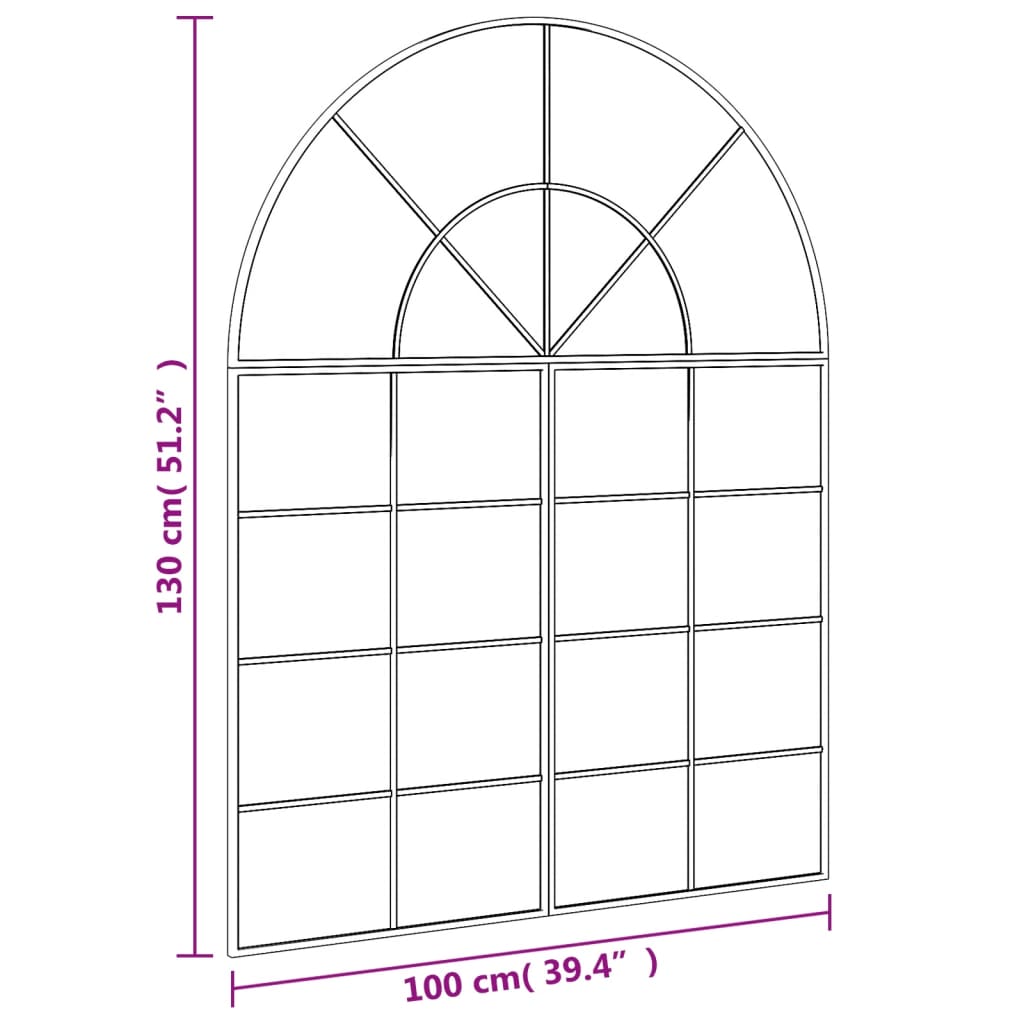 Wandspiegel boog 100x130 cm ijzer zwart