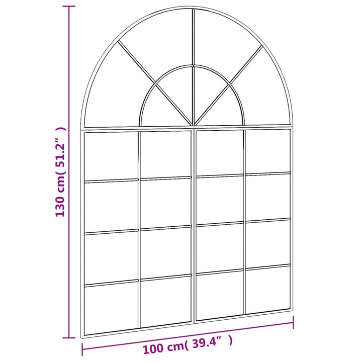 Wandspiegel boog 100x130 cm ijzer zwart