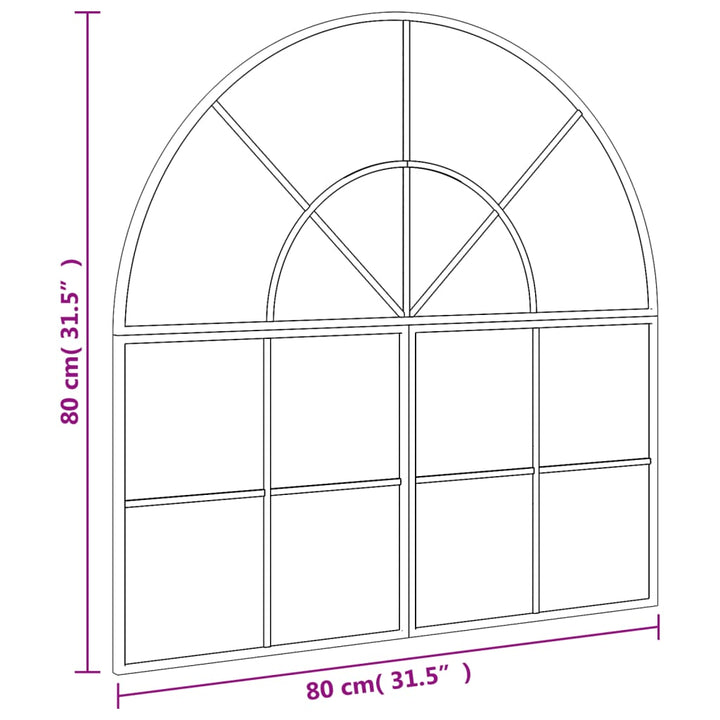 Wandspiegel boog 80x80 cm ijzer zwart