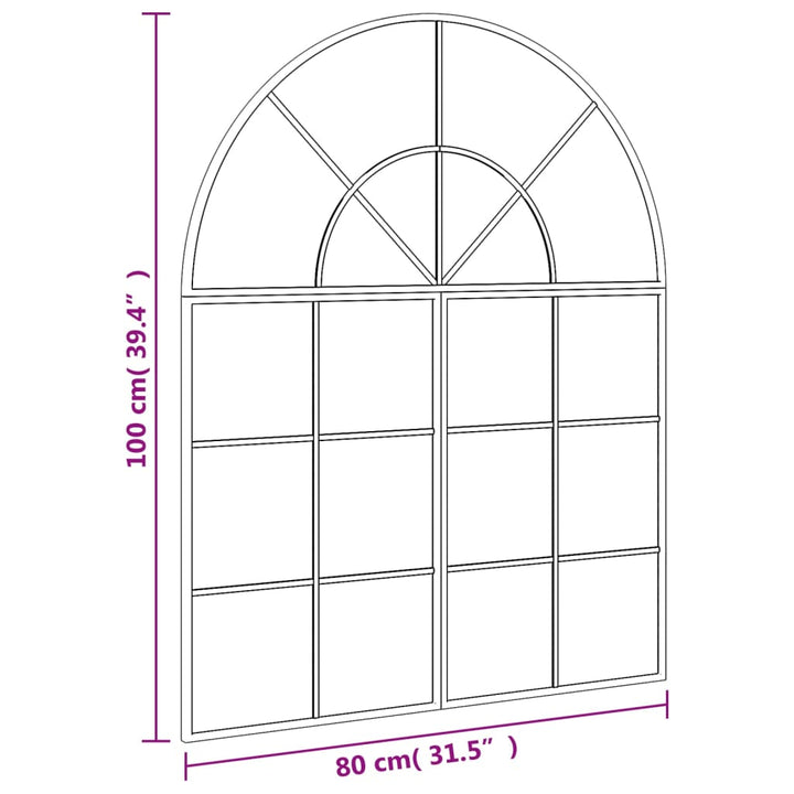 Wandspiegel boog 80x100 cm ijzer zwart