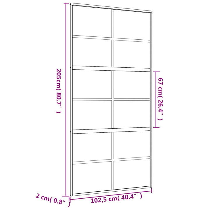 Schuifdeur 102,5x205 cm helder ESG-glas en aluminium goudkleur