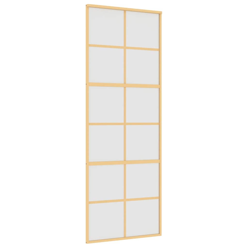 Schuifdeur 76x205 cm mat ESG-glas en aluminium goudkleurig