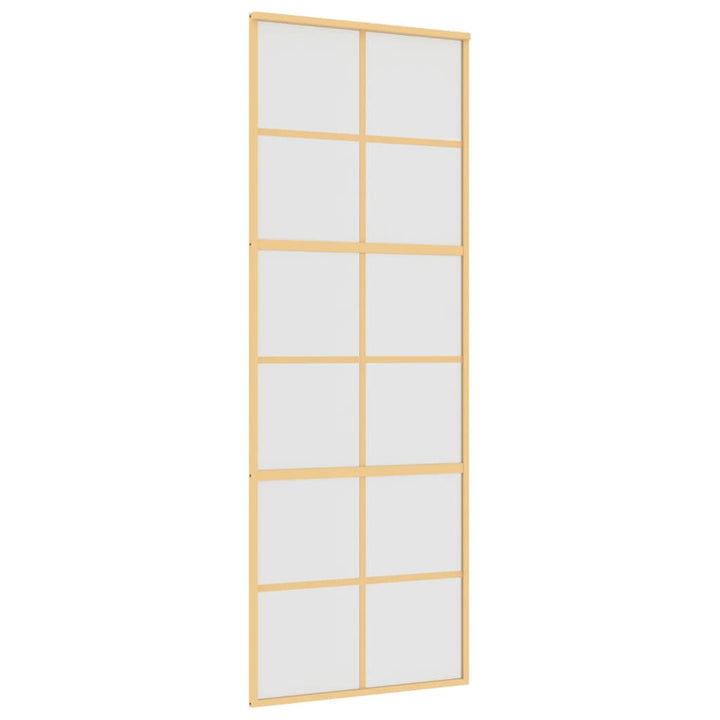 Schuifdeur 76x205 cm mat ESG-glas en aluminium goudkleurig