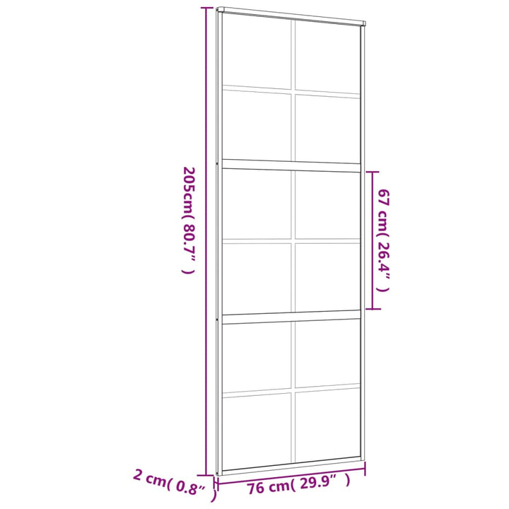 Schuifdeur 76x205 cm mat ESG-glas en aluminium goudkleurig