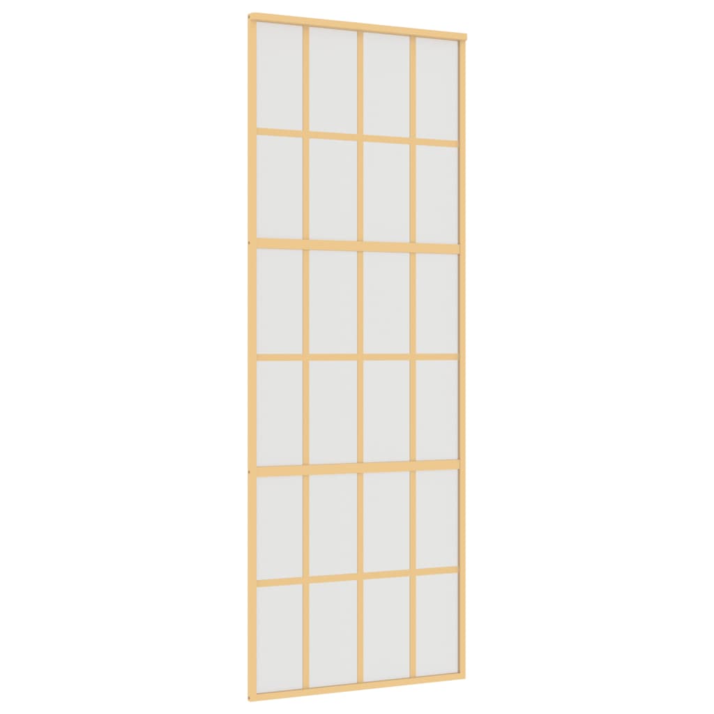 Schuifdeur 76x205 cm mat ESG-glas en aluminium goudkleurig