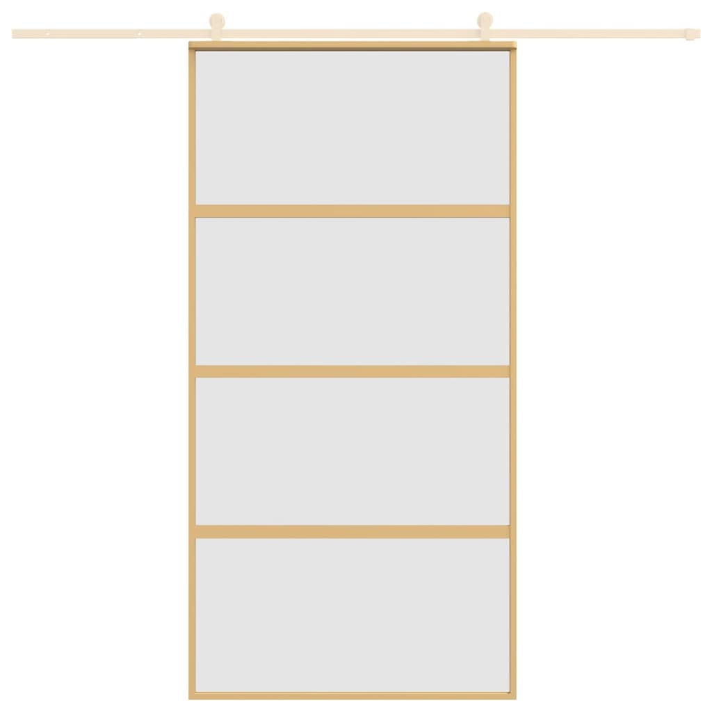 Schuifdeur 102,5x205 cm mat ESG-glas en aluminium goudkleurig