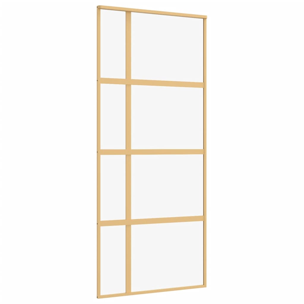 Schuifdeur 90x205 cm helder ESG-glas en aluminium goudkleurig