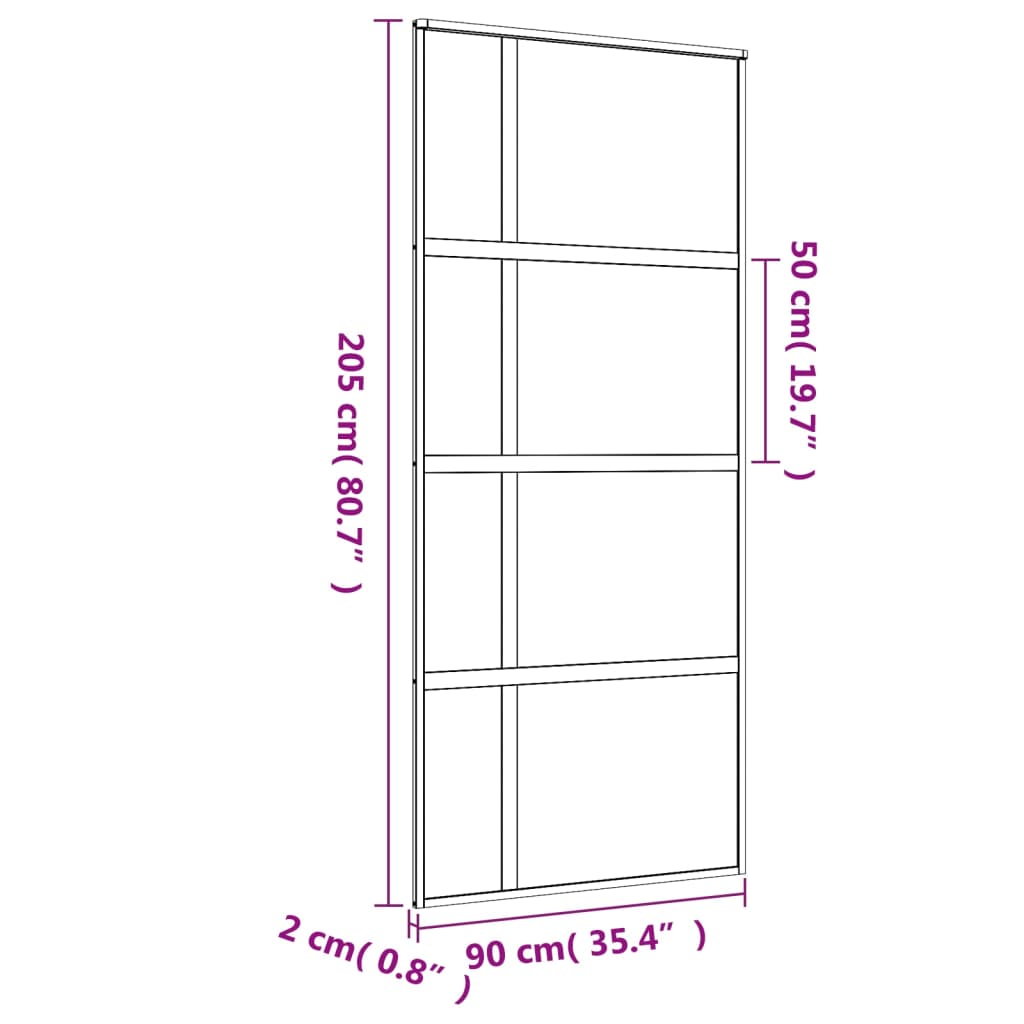 Schuifdeur 90x205 cm helder ESG-glas en aluminium goudkleurig